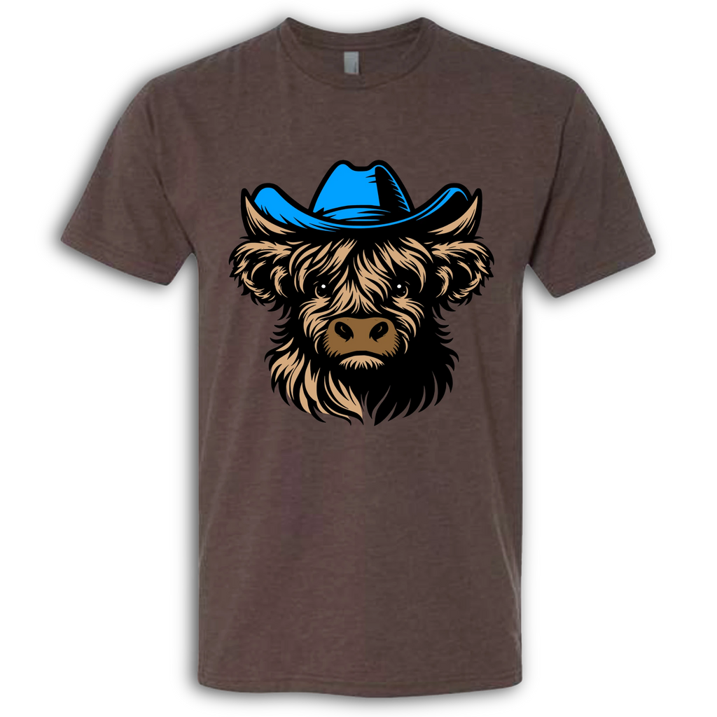 Highland Cow with Hat Colored T-Shirt