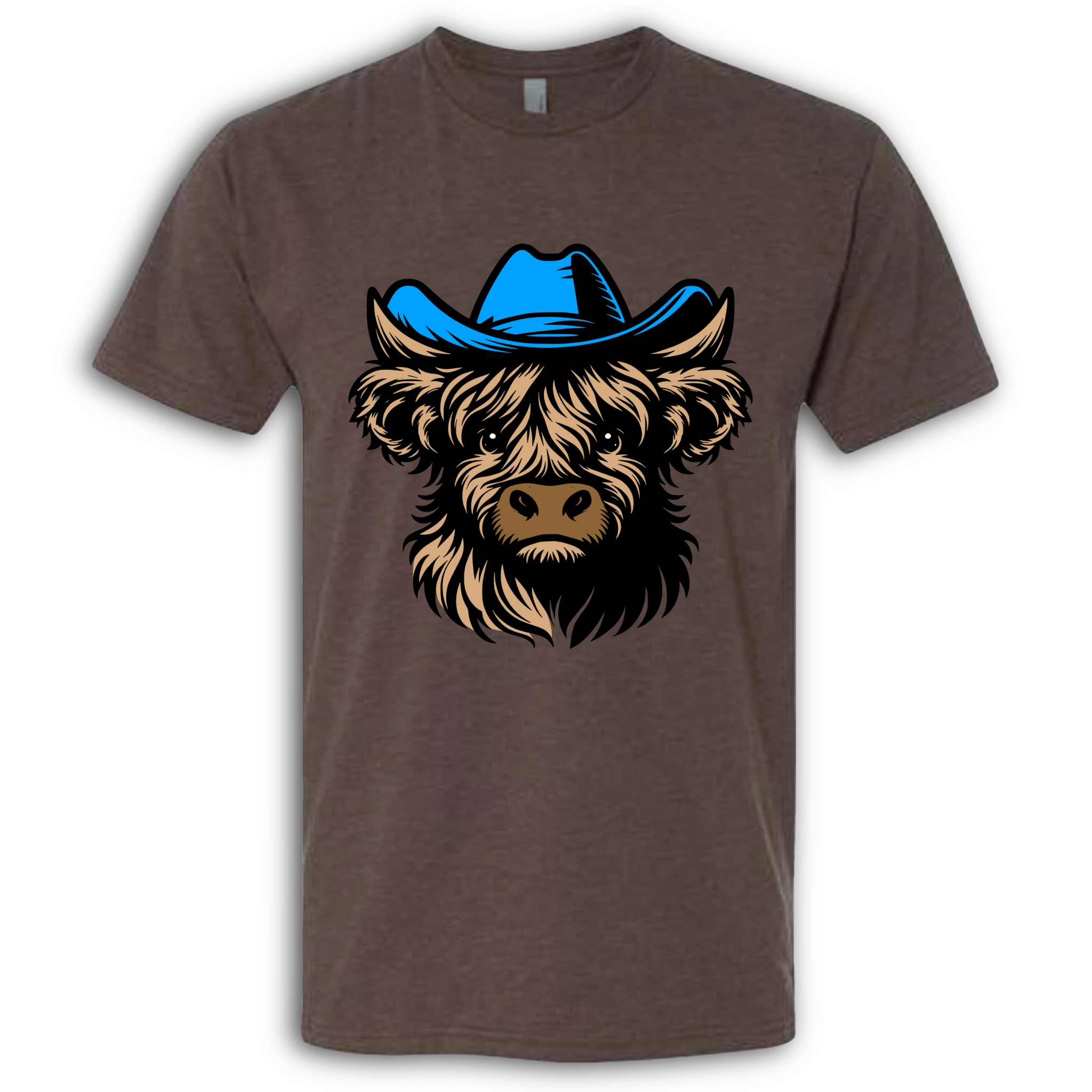 Highland Cow with Hat Colored T-Shirt