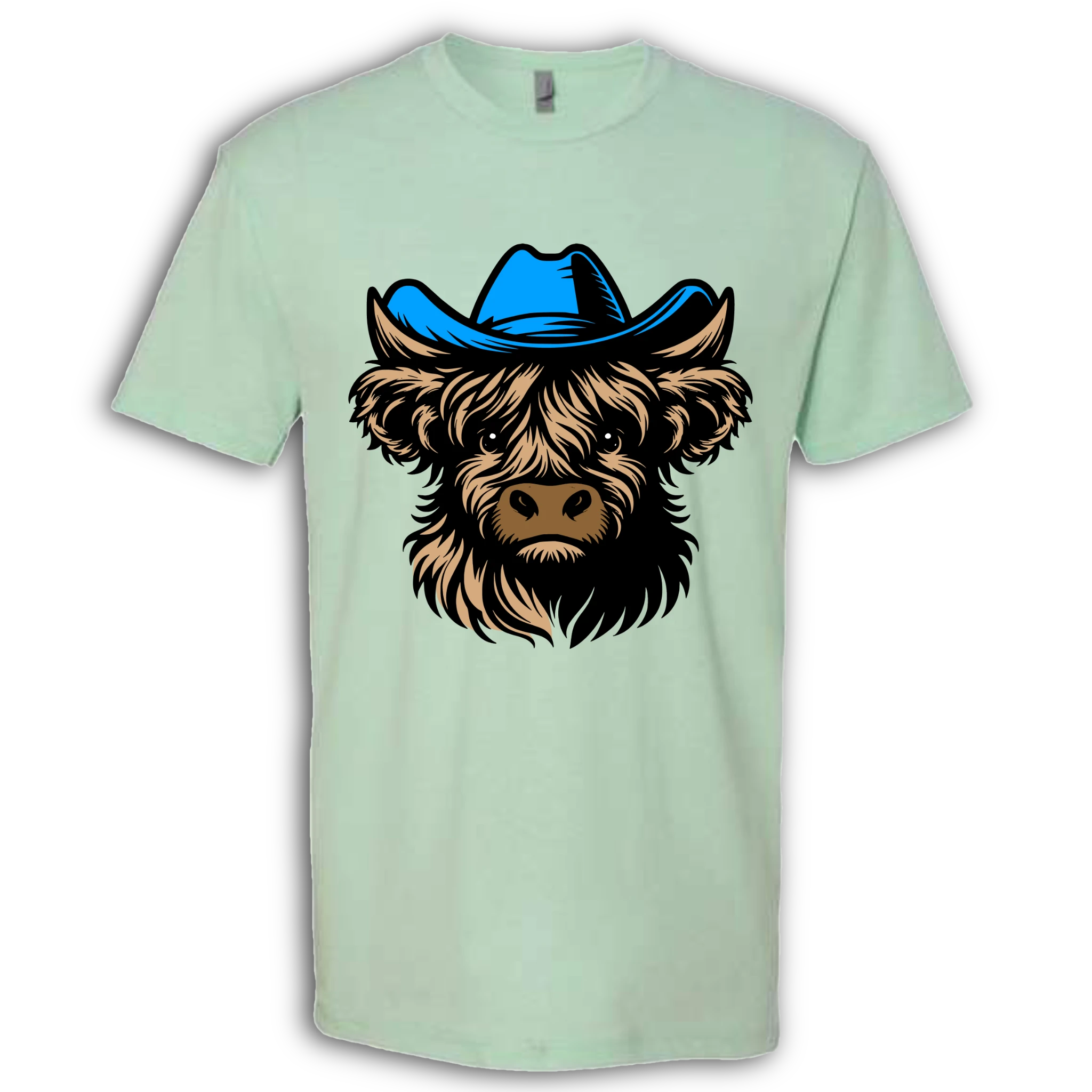 Highland Cow with Hat Colored T-Shirt