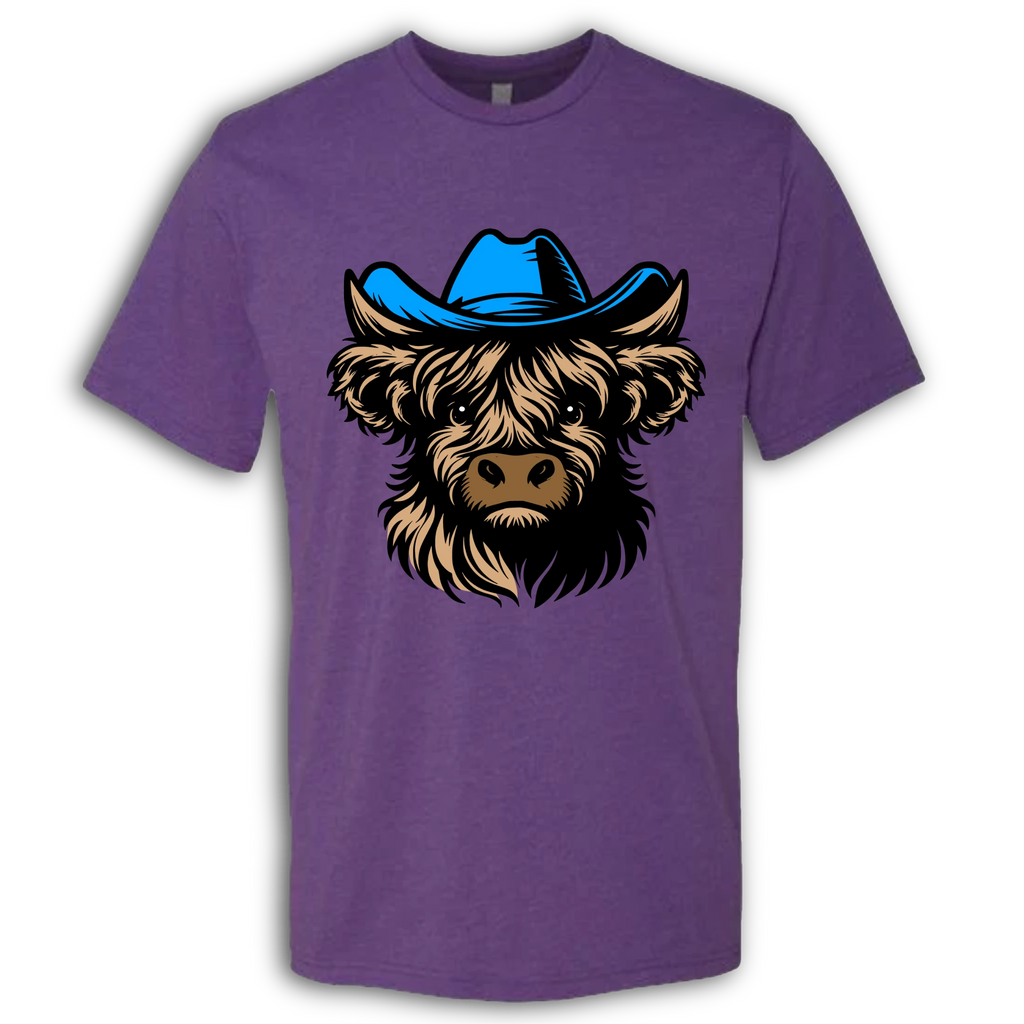 Highland Cow with Hat Colored T-Shirt