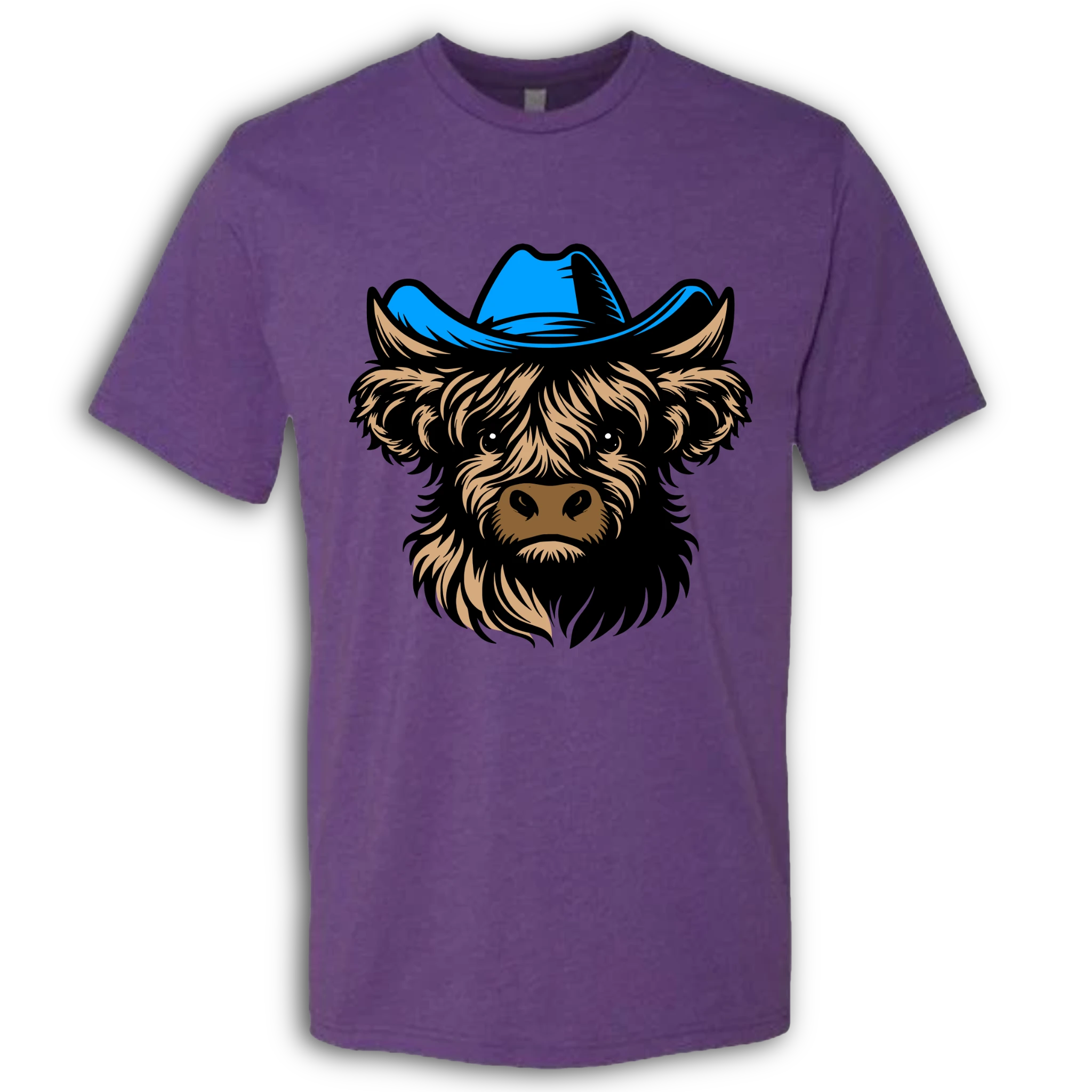 Highland Cow with Hat Colored T-Shirt