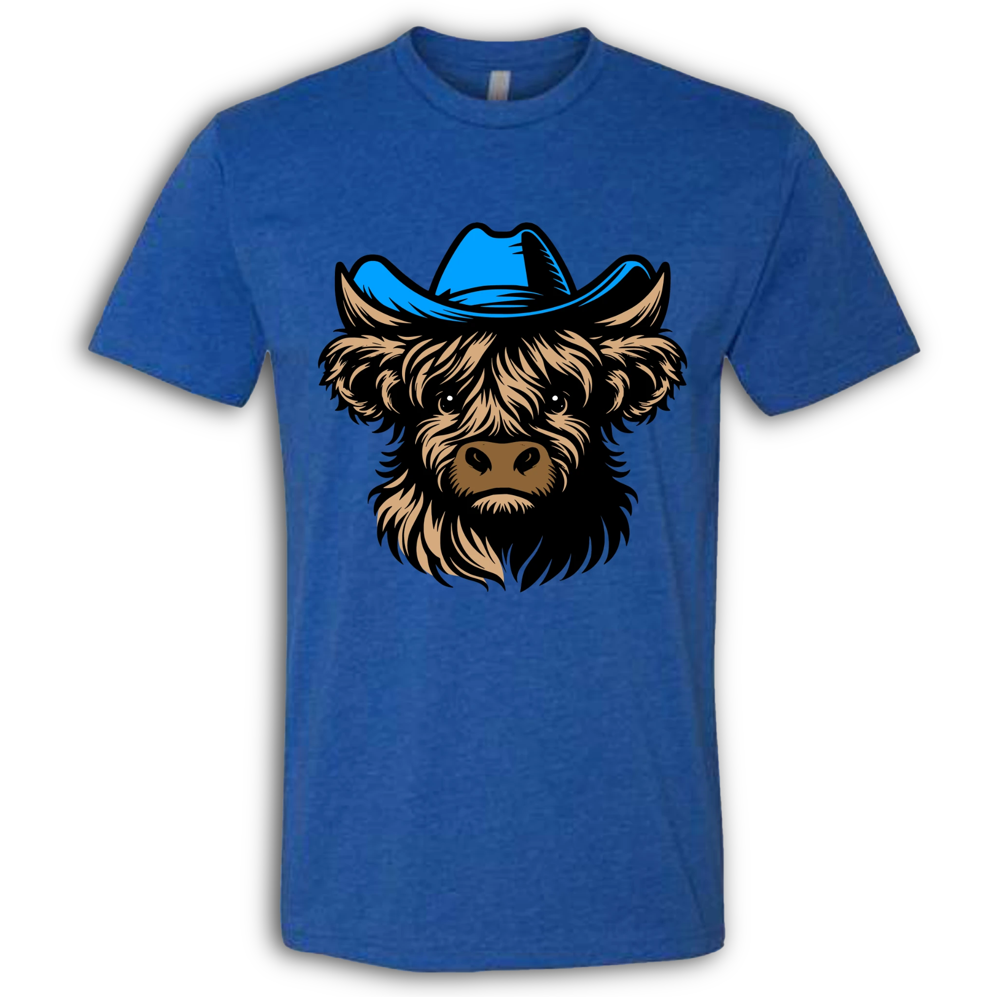 Highland Cow with Hat Colored T-Shirt