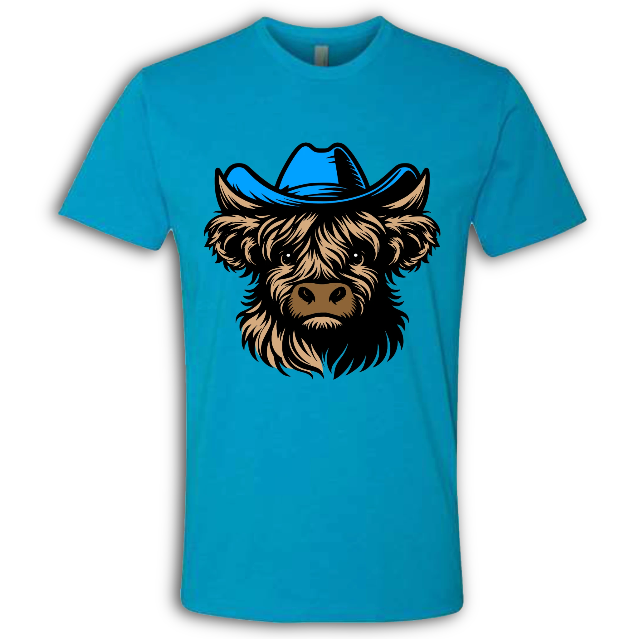 Highland Cow with Hat Colored T-Shirt
