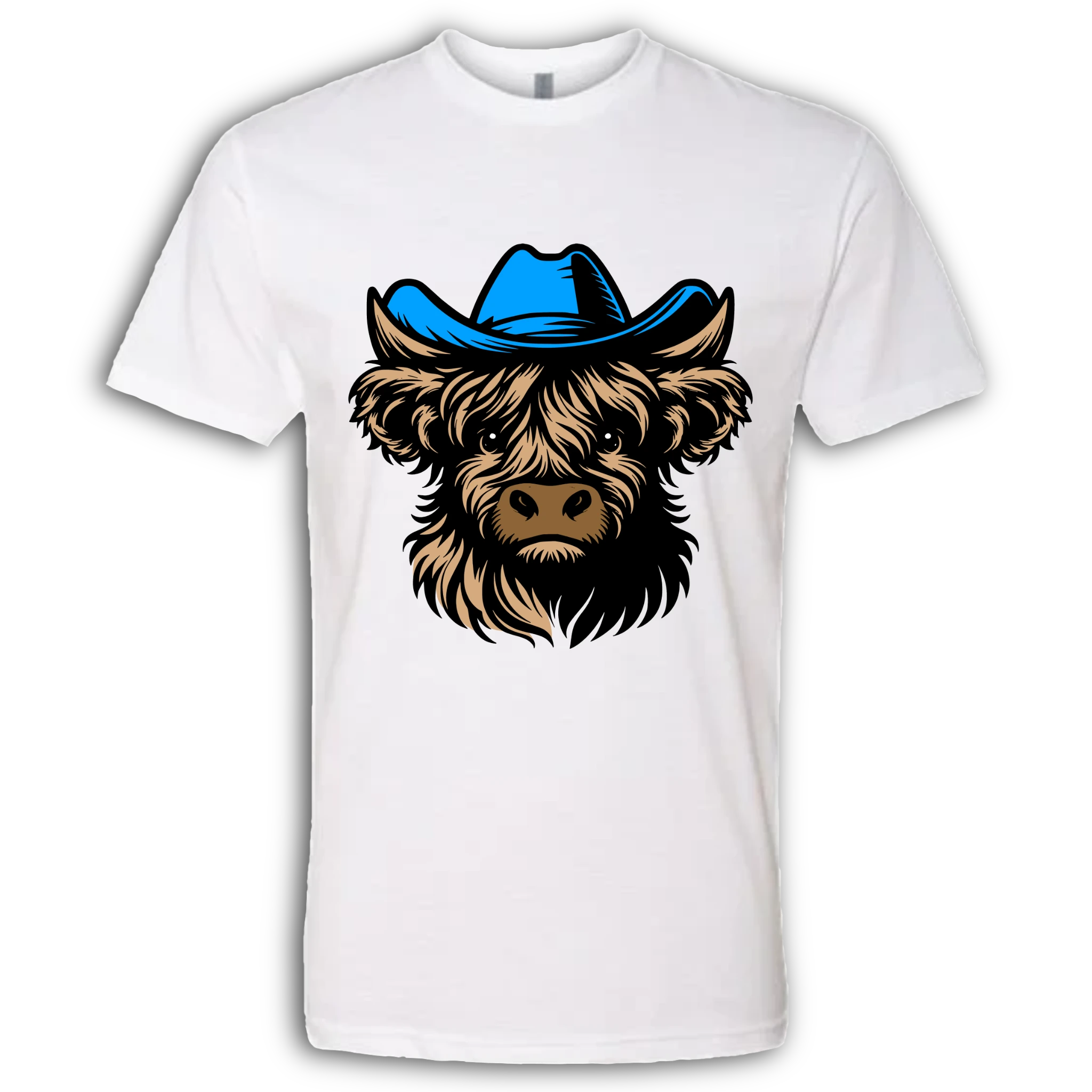 Highland Cow with Hat Colored T-Shirt
