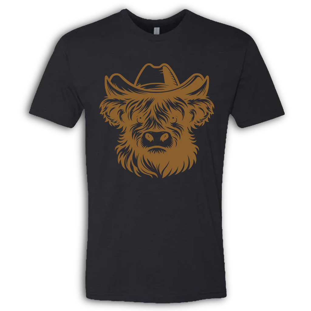 Highland Cow with Hat Brown T-Shirt