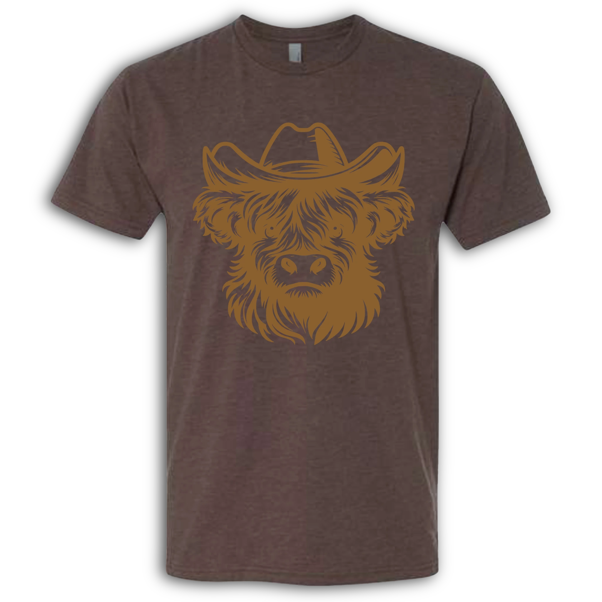 Highland Cow with Hat Brown T-Shirt