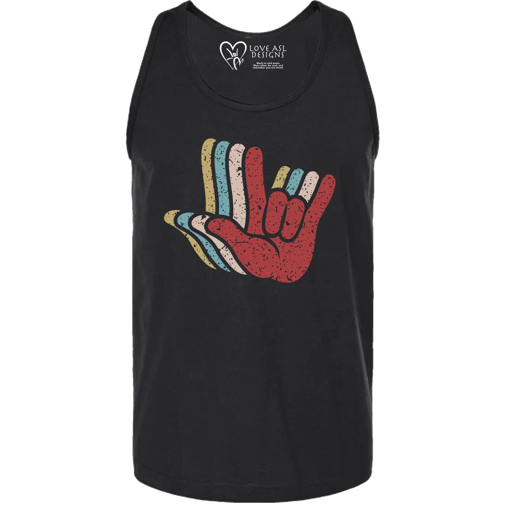 ASL I Love You Hands Layered Tank Top (MEN)