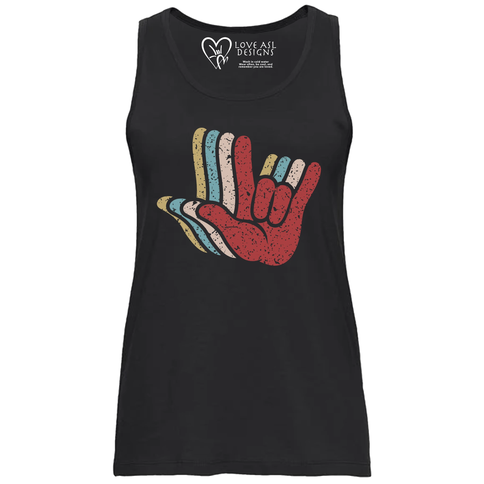 ASL I Love You Hands Layered Tank Top (WOMEN)