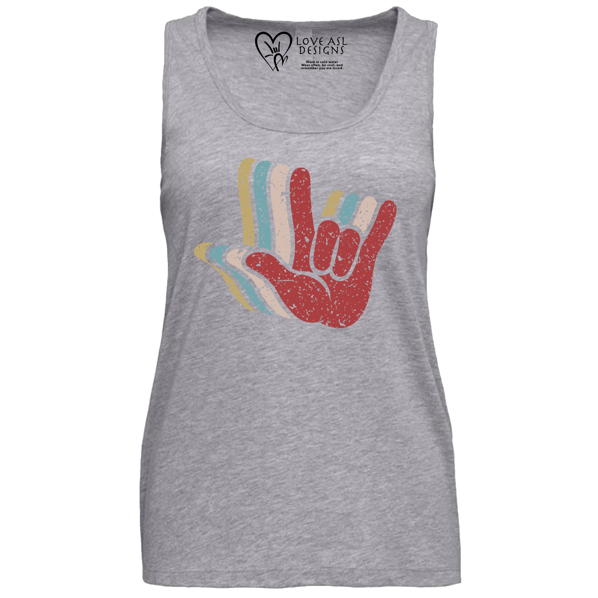 ASL I Love You Hands Layered Tank Top (WOMEN)