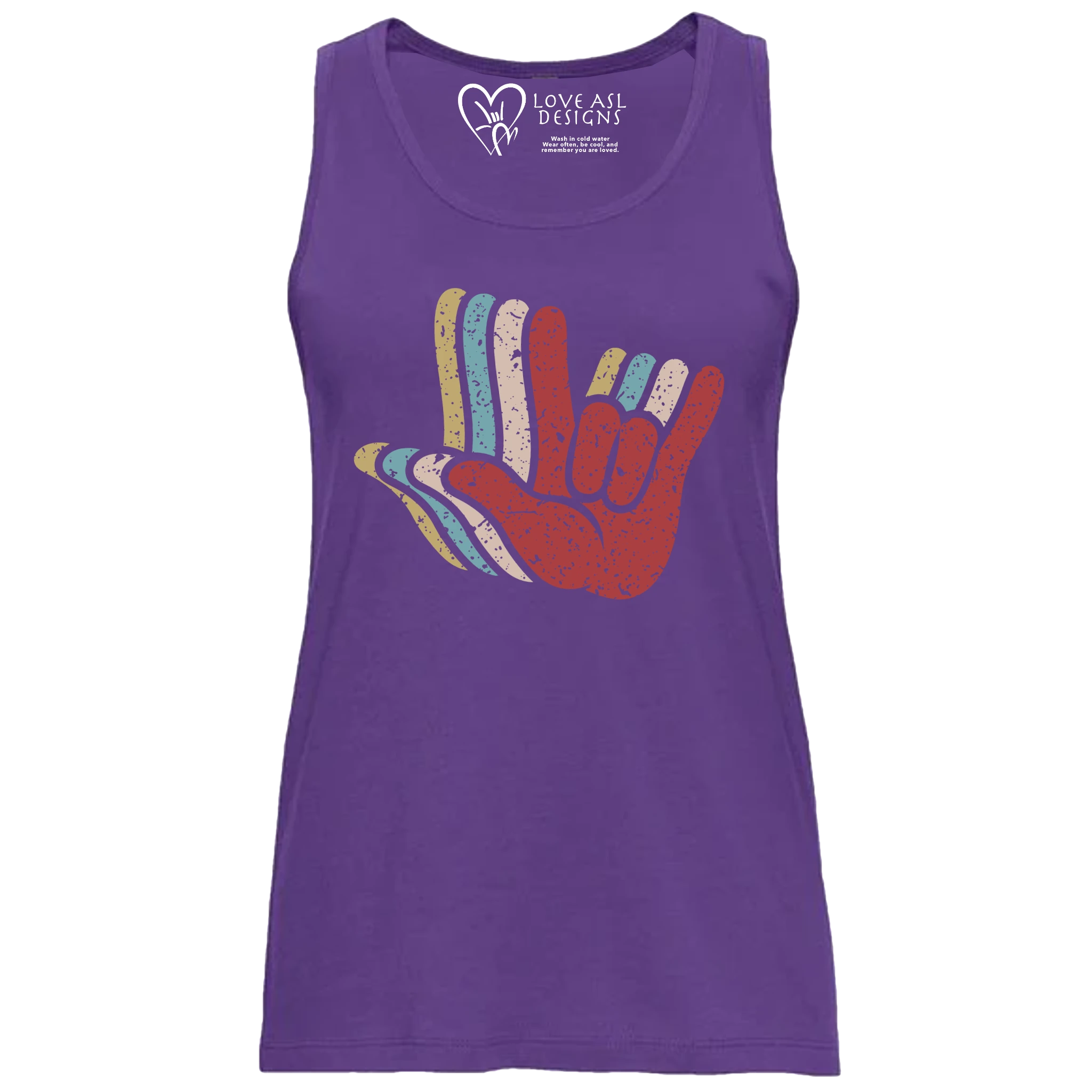 ASL I Love You Hands Layered Tank Top (WOMEN)
