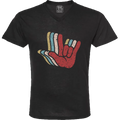 ASL I Love You Hands Layered V-Neck T-Shirt (MEN)