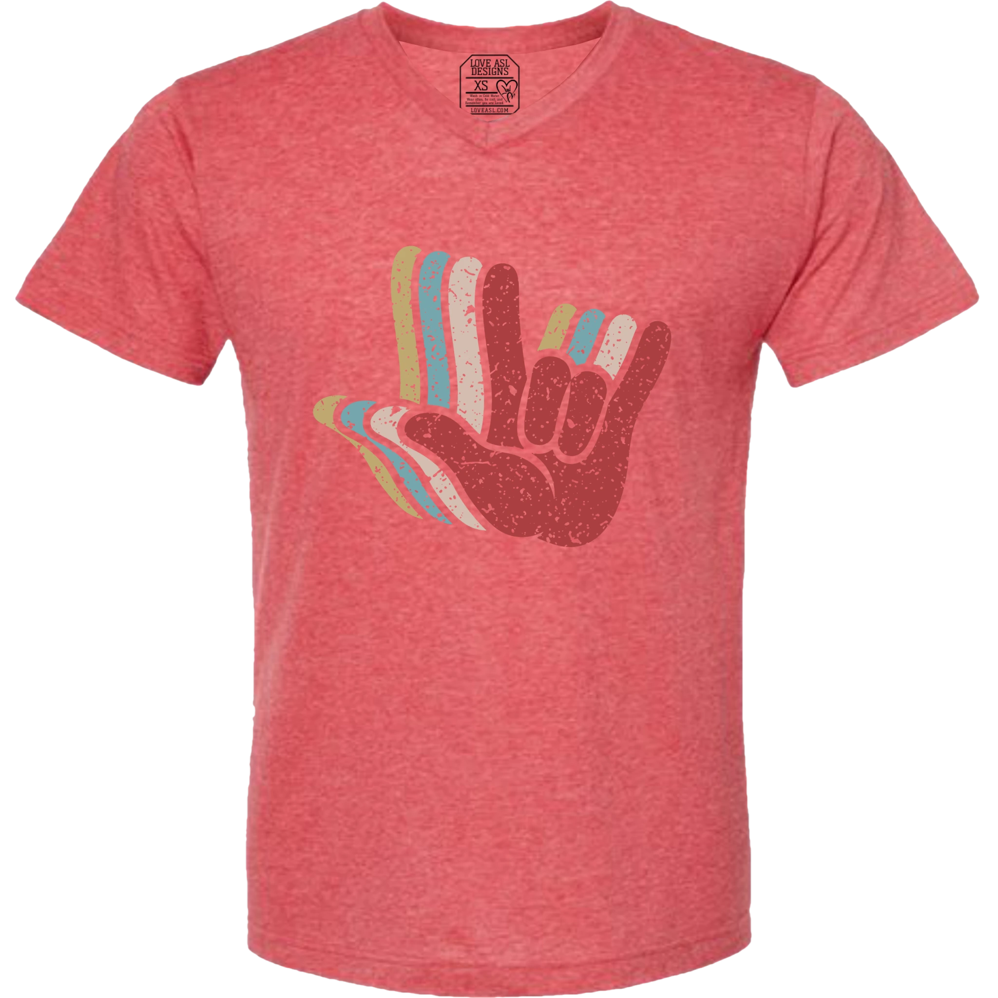 ASL I Love You Hands Layered V-Neck T-Shirt (MEN)