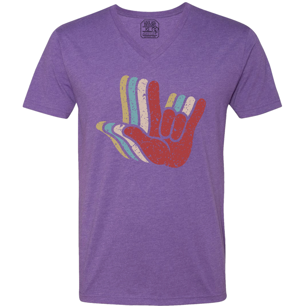 ASL I Love You Hands Layered V-Neck T-Shirt (MEN)