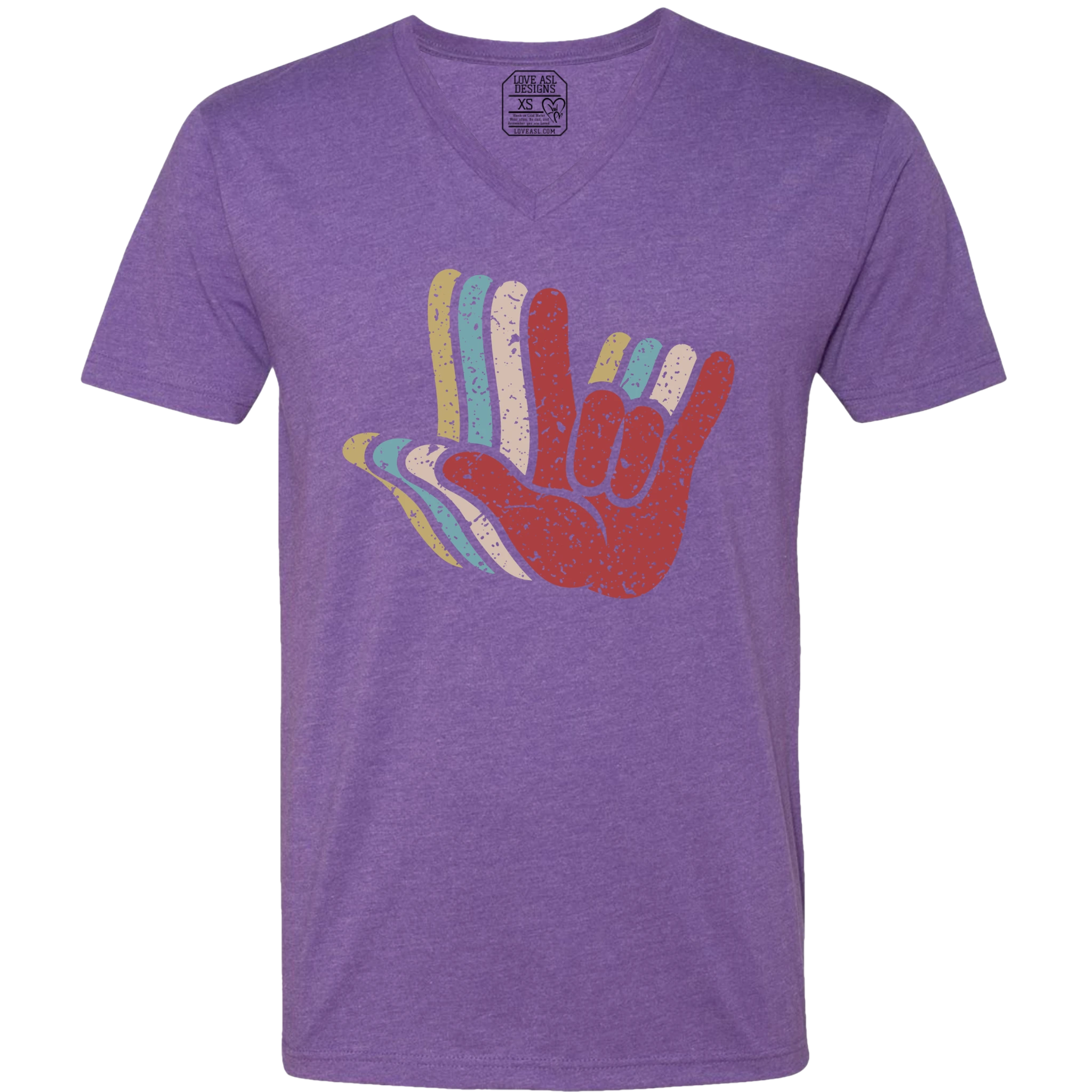 ASL I Love You Hands Layered V-Neck T-Shirt (MEN)