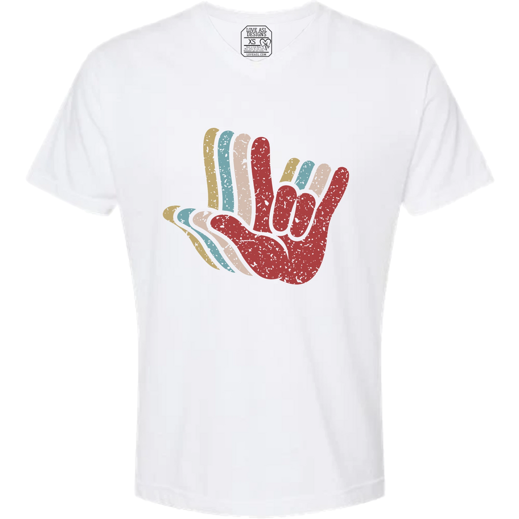ASL I Love You Hands Layered V-Neck T-Shirt (MEN)