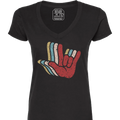 ASL I Love You Hands Layered V-Neck T-Shirt (WOMEN)