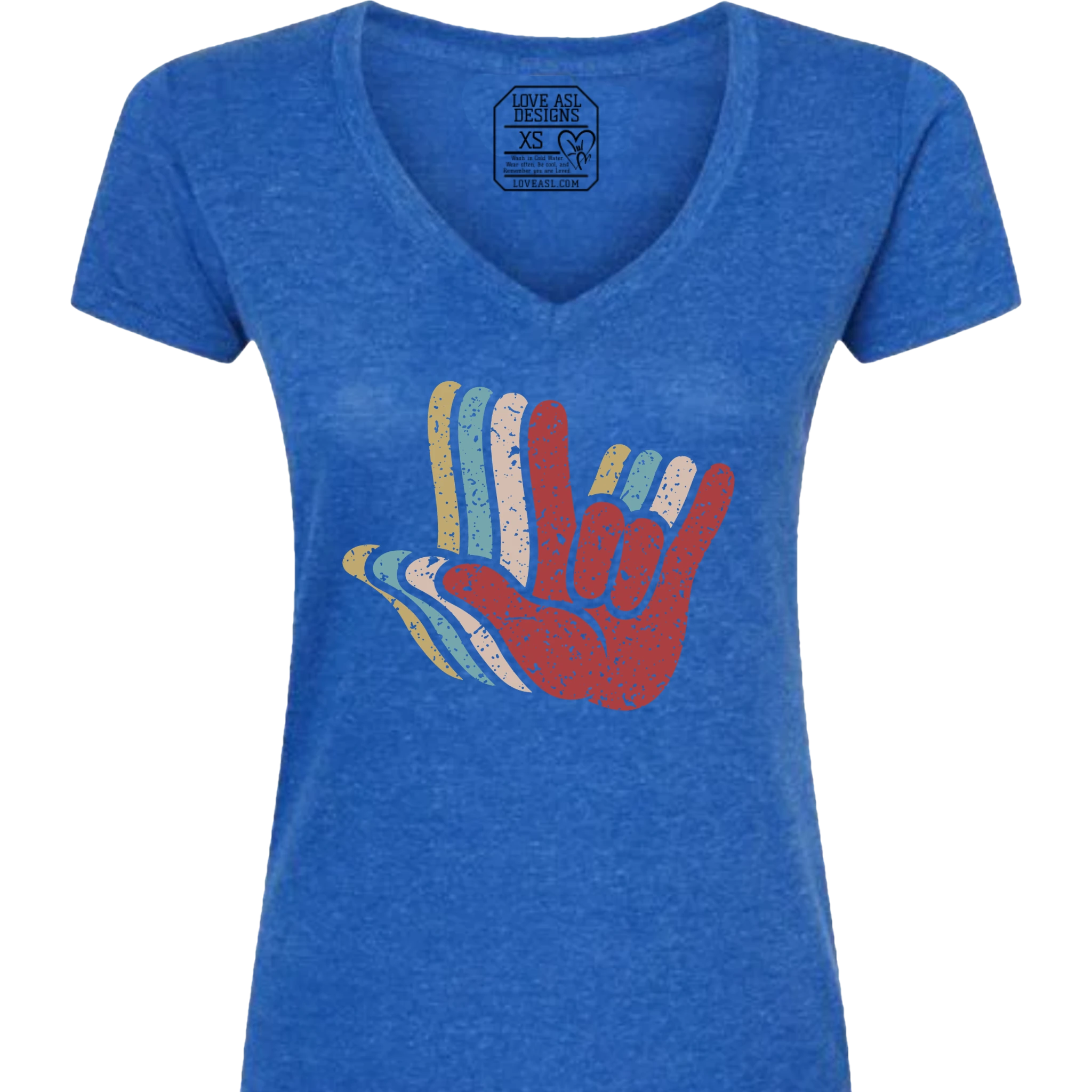 ASL I Love You Hands Layered V-Neck T-Shirt (WOMEN)