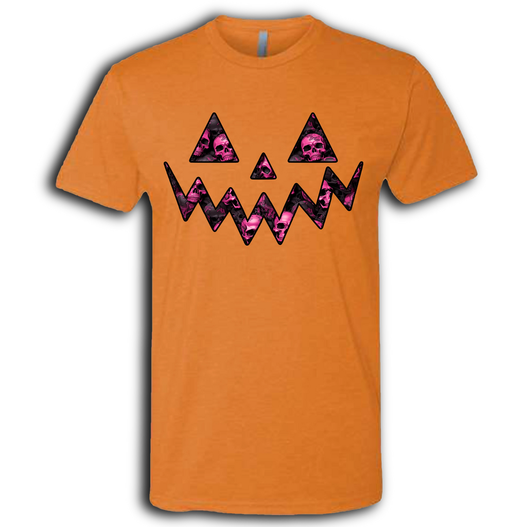 Jack O Lantern Pink Skulls Crew T-Shirt