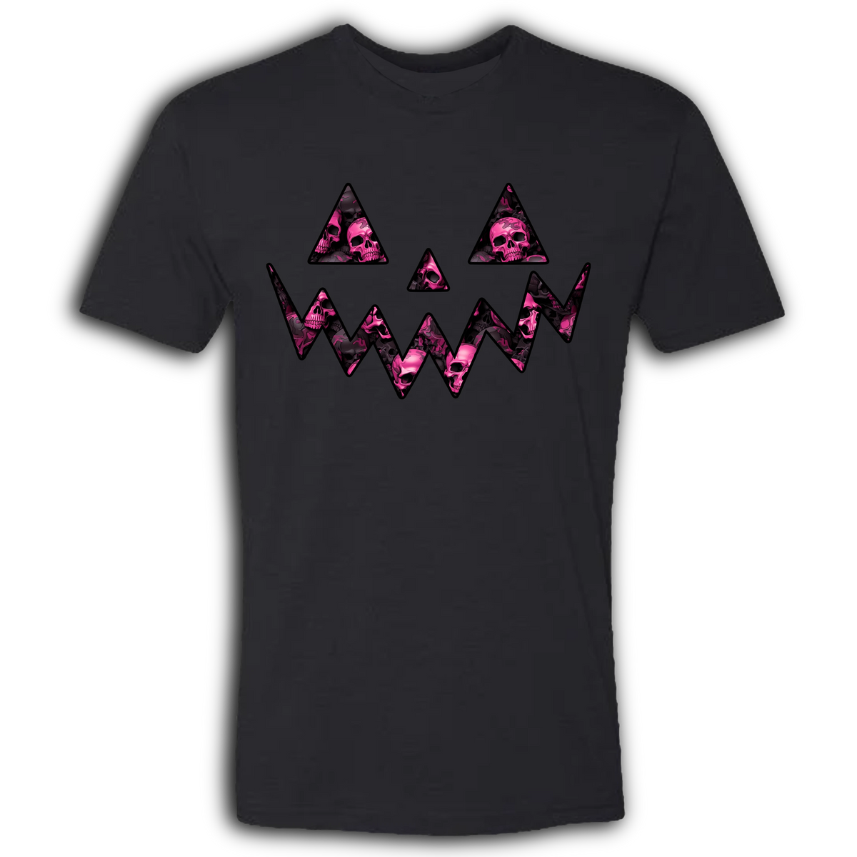 Jack O Lantern Pink Skulls Crew T-Shirt