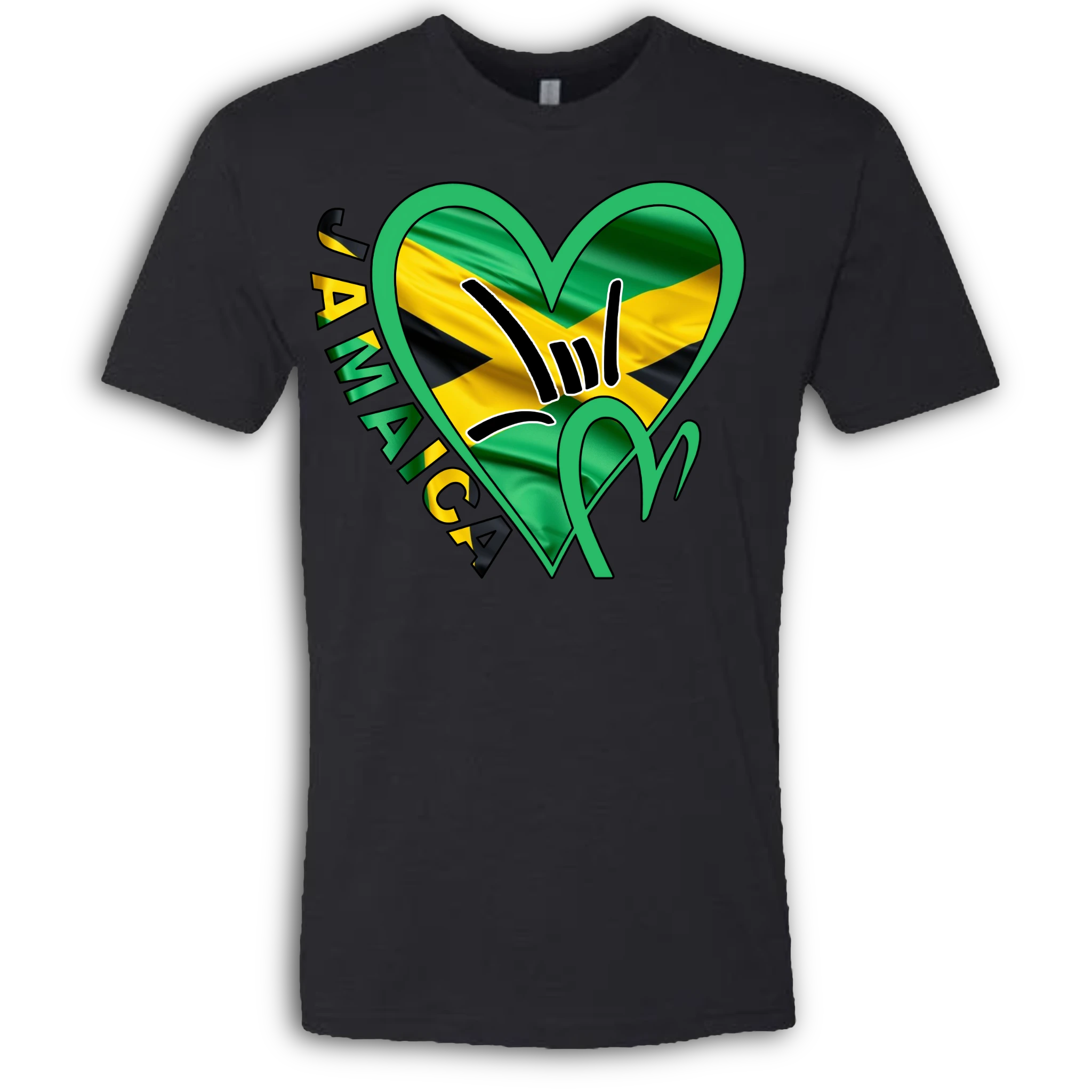 Jamaica Flag ILY HEART T-Shirt