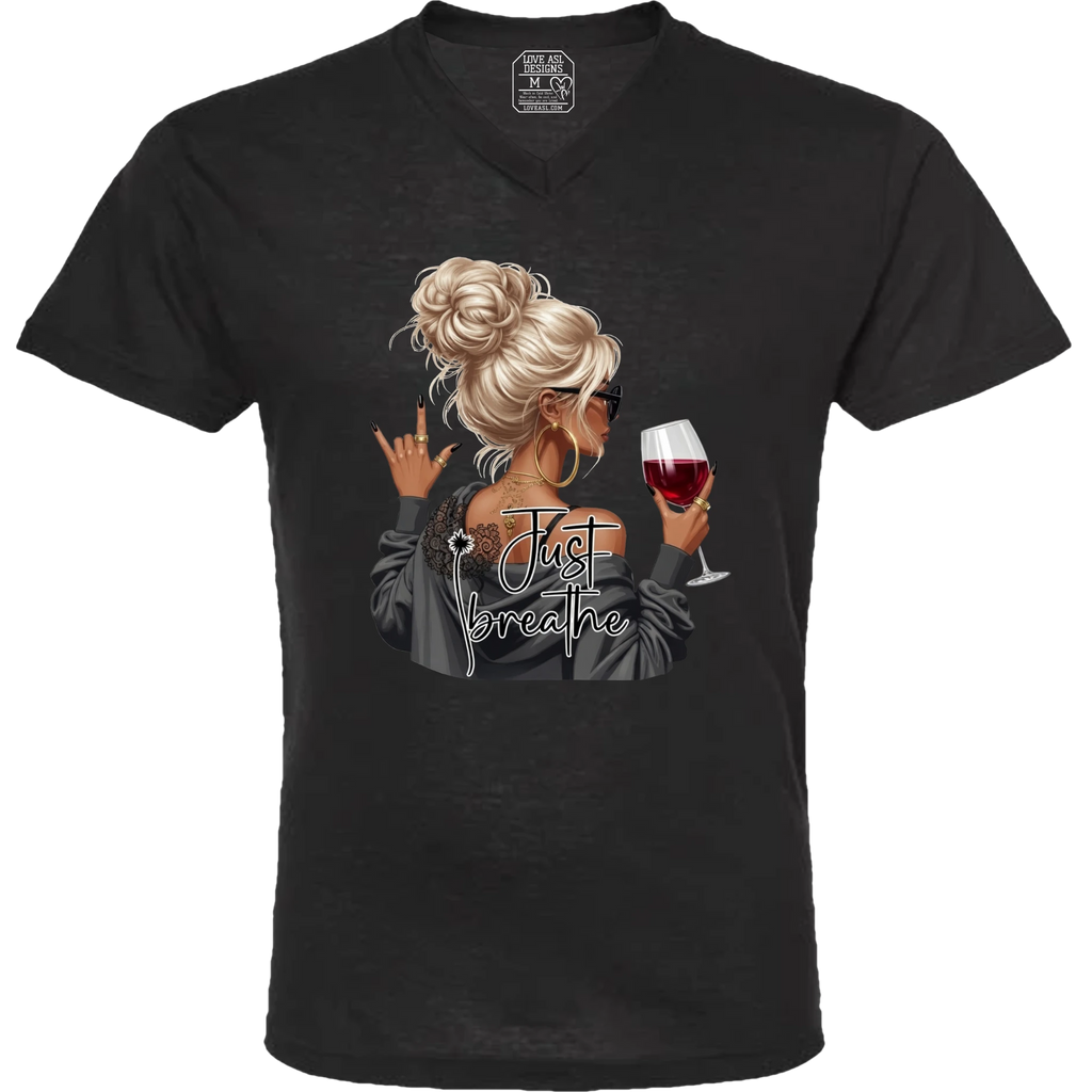 Just Breathe ASL V-Neck T-Shirt (MEN)