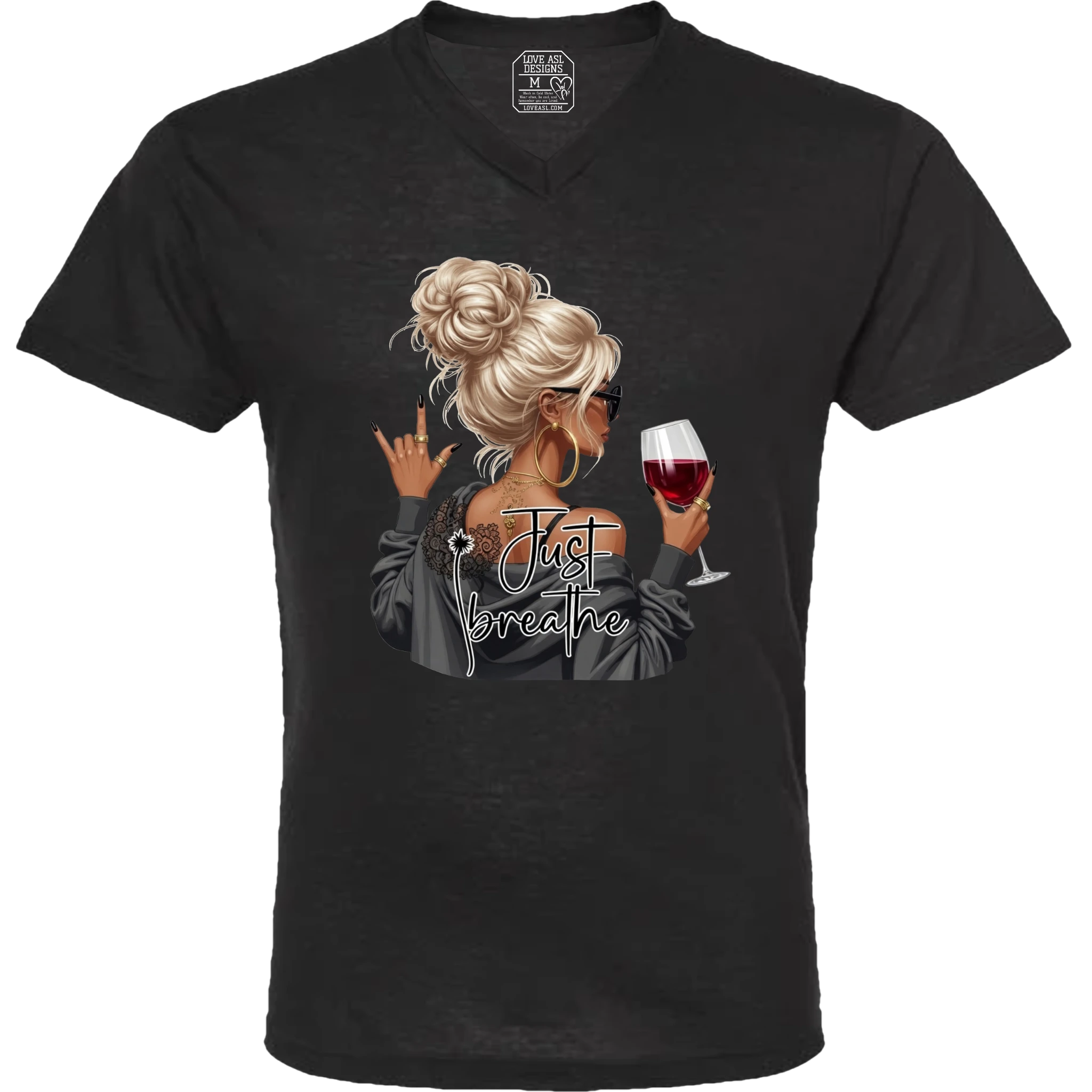 Just Breathe ASL V-Neck T-Shirt (MEN)