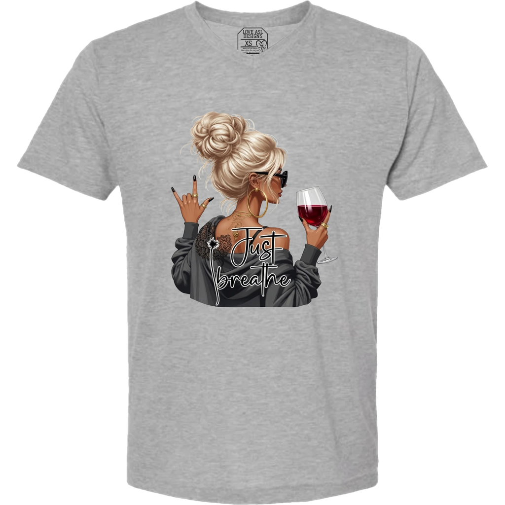 Just Breathe ASL V-Neck T-Shirt (MEN)