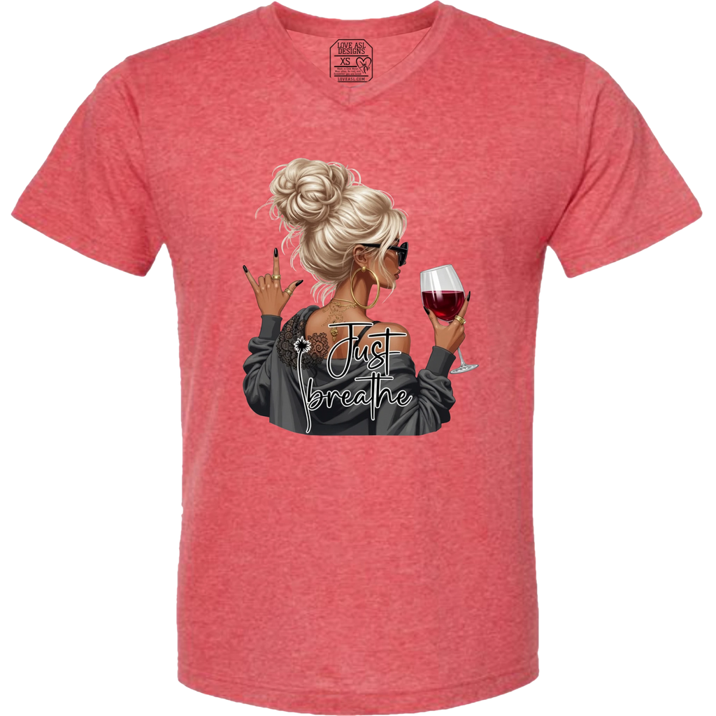 Just Breathe ASL V-Neck T-Shirt (MEN)