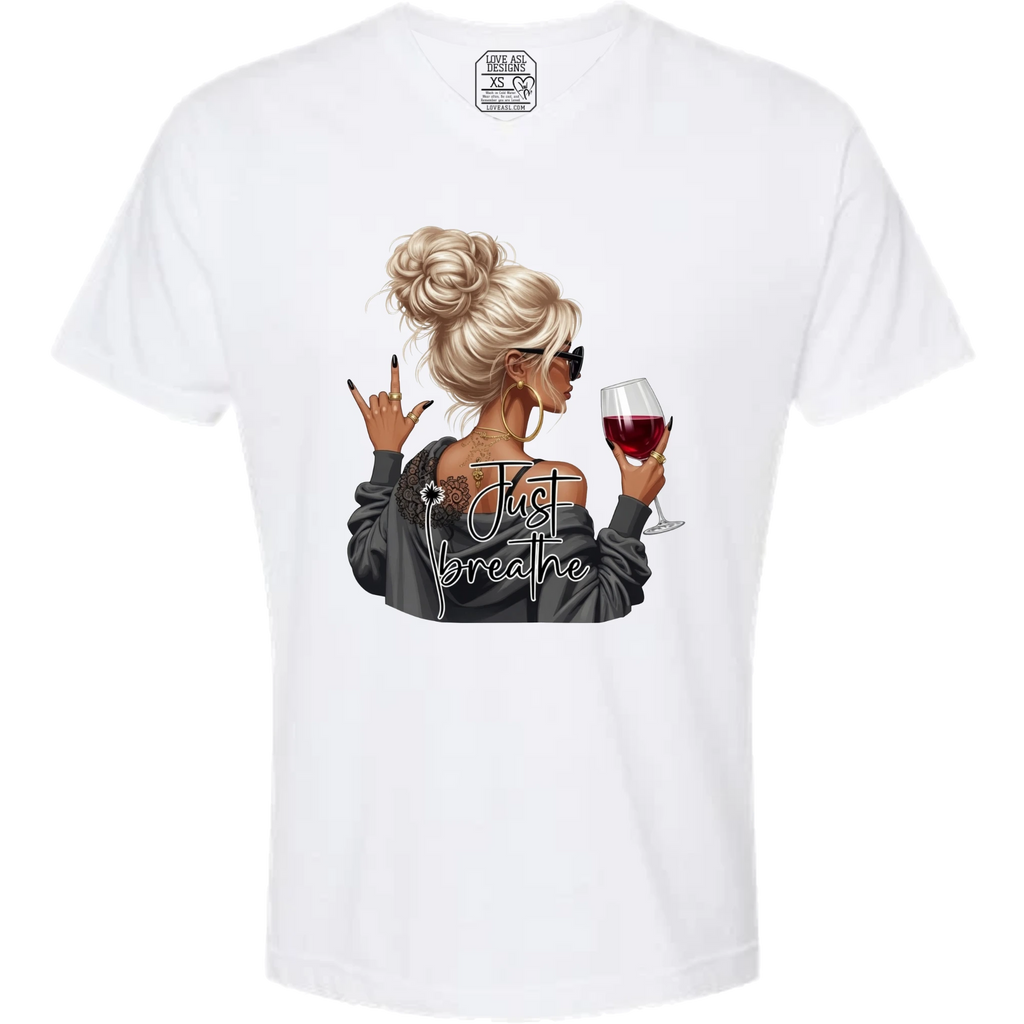 Just Breathe ASL V-Neck T-Shirt (MEN)