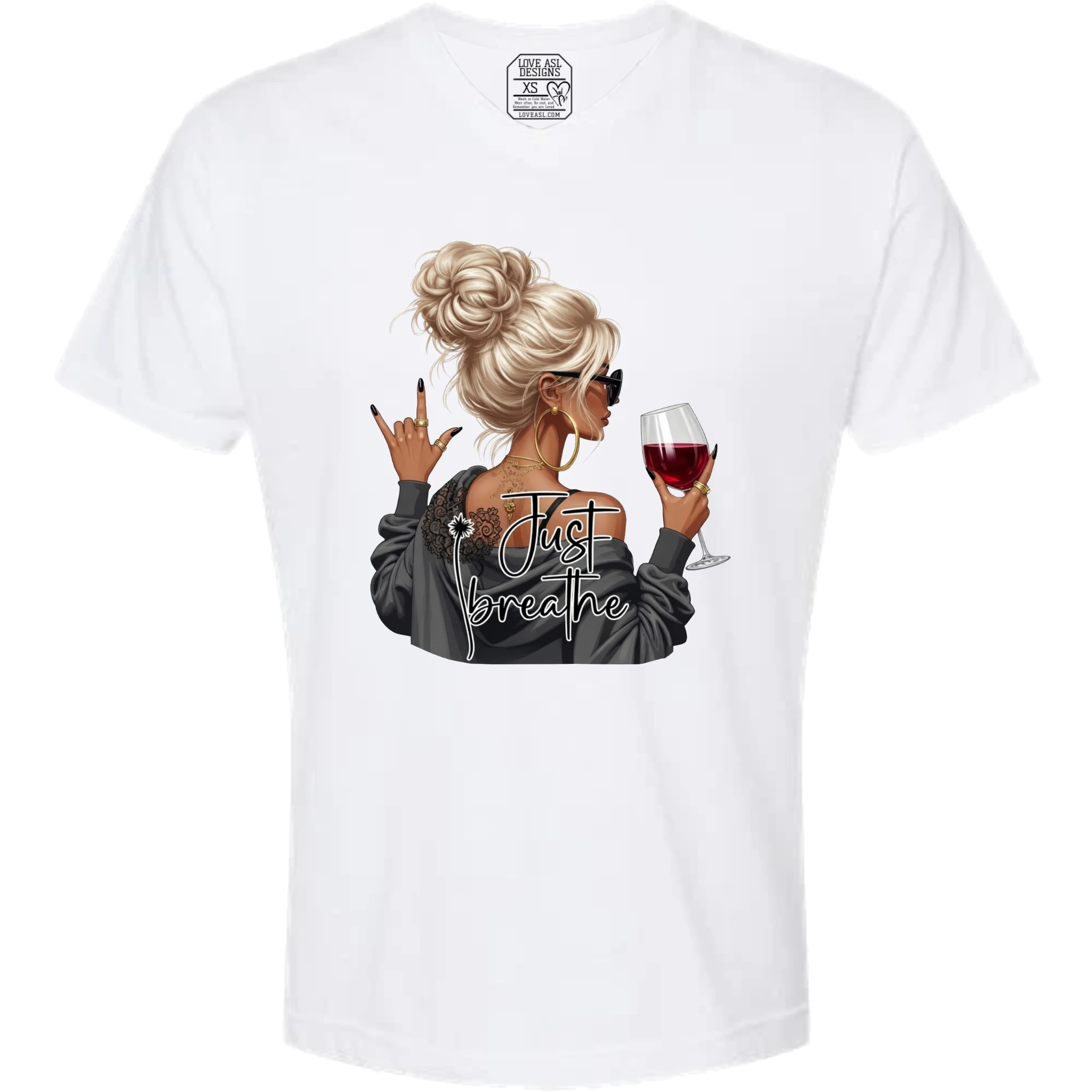 Just Breathe ASL V-Neck T-Shirt (MEN)