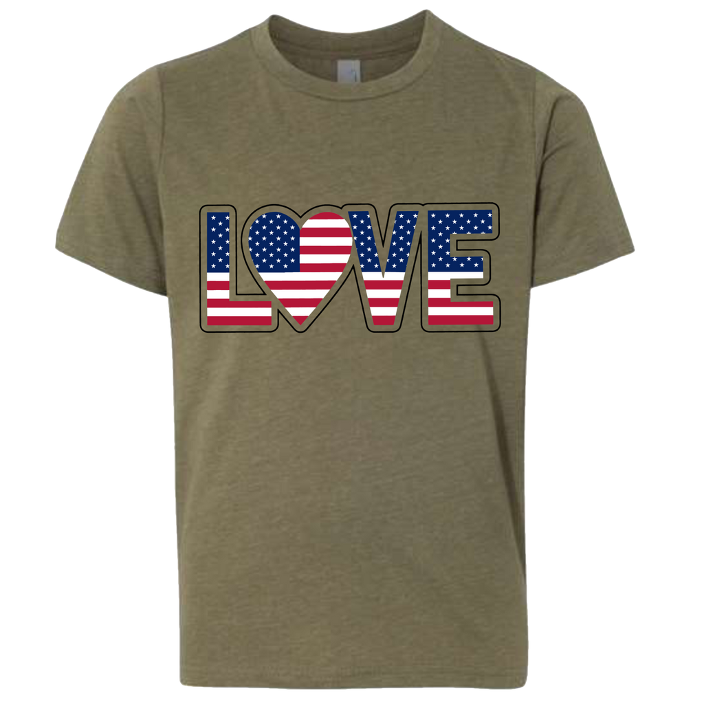LOVE - USA Flag T-Shirt (Kids Sizes)