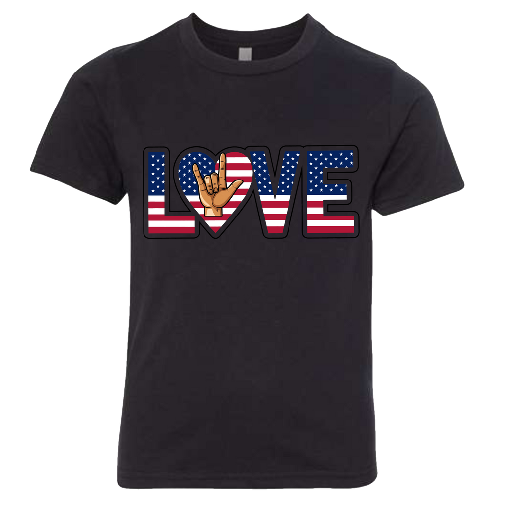 LOVE - USA Flag T-Shirt (Kids Sizes)
