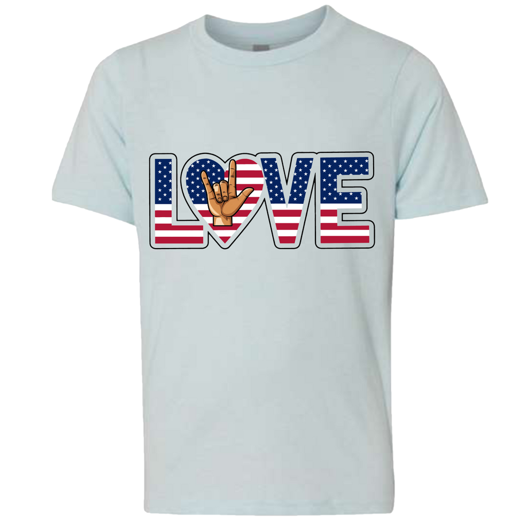 LOVE - USA Flag T-Shirt (Kids Sizes)
