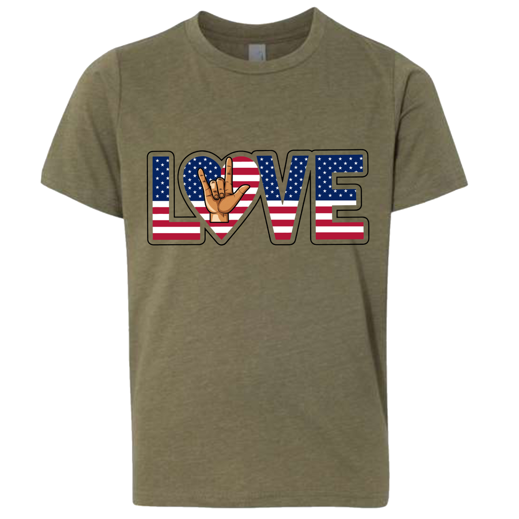 LOVE - USA Flag T-Shirt (Kids Sizes)
