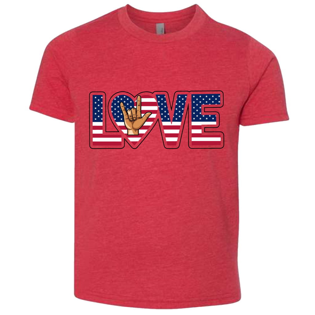 LOVE - USA Flag T-Shirt (Kids Sizes)