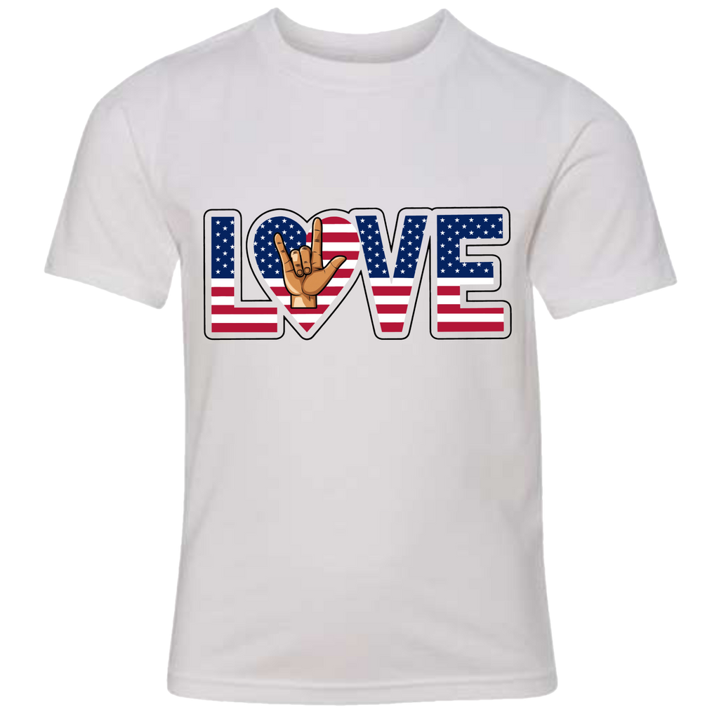 LOVE - USA Flag T-Shirt (Kids Sizes)