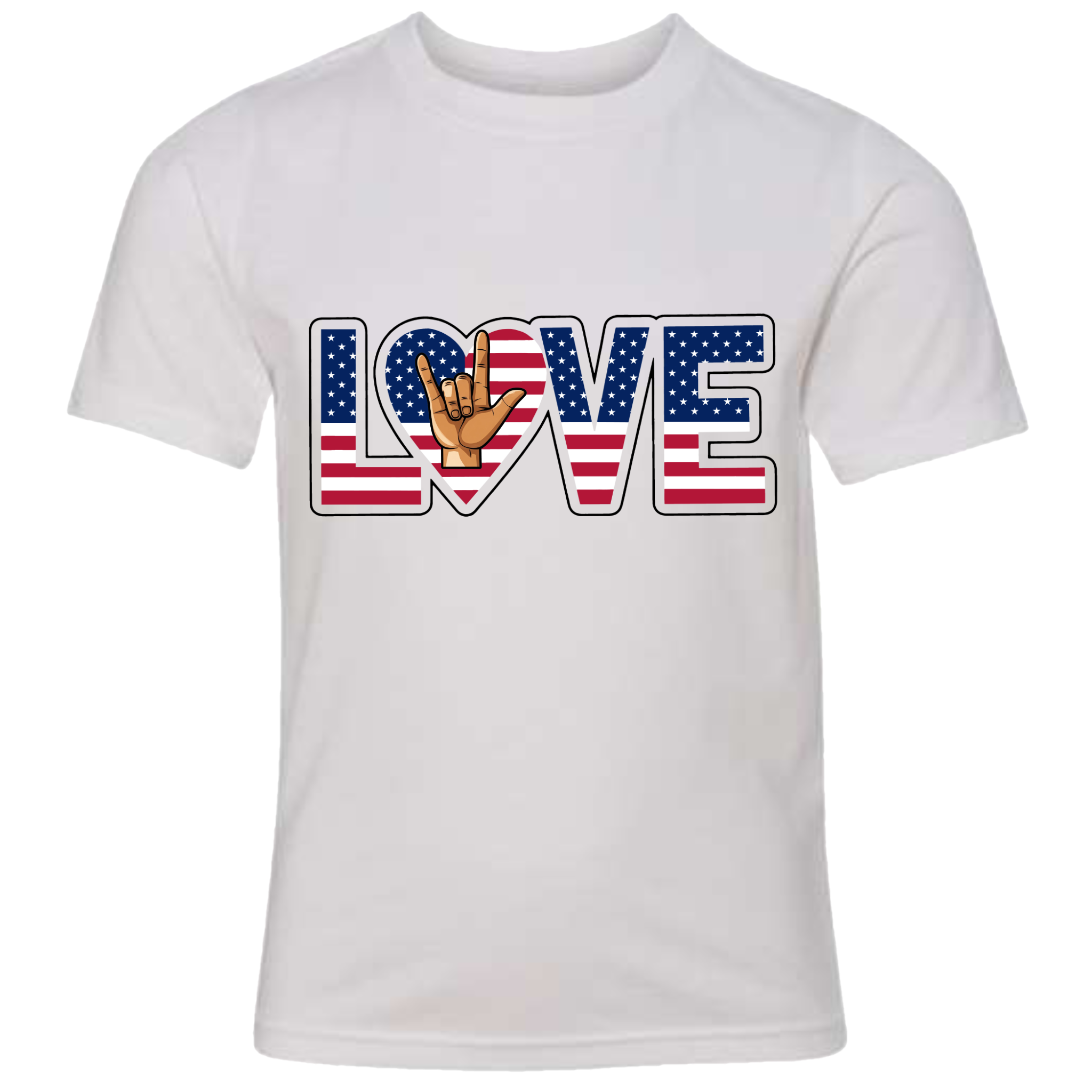 LOVE - USA Flag T-Shirt (Kids Sizes)