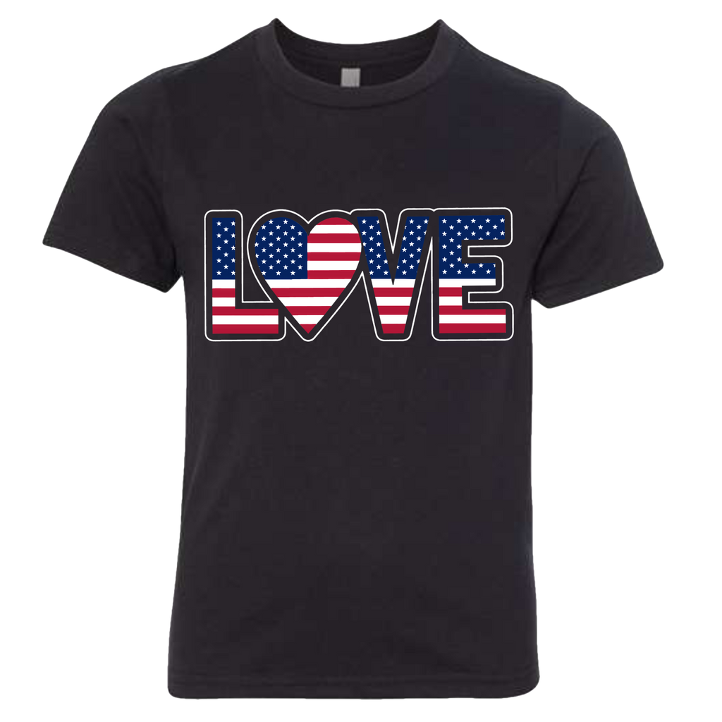 LOVE - USA Flag T-Shirt (Kids Sizes)