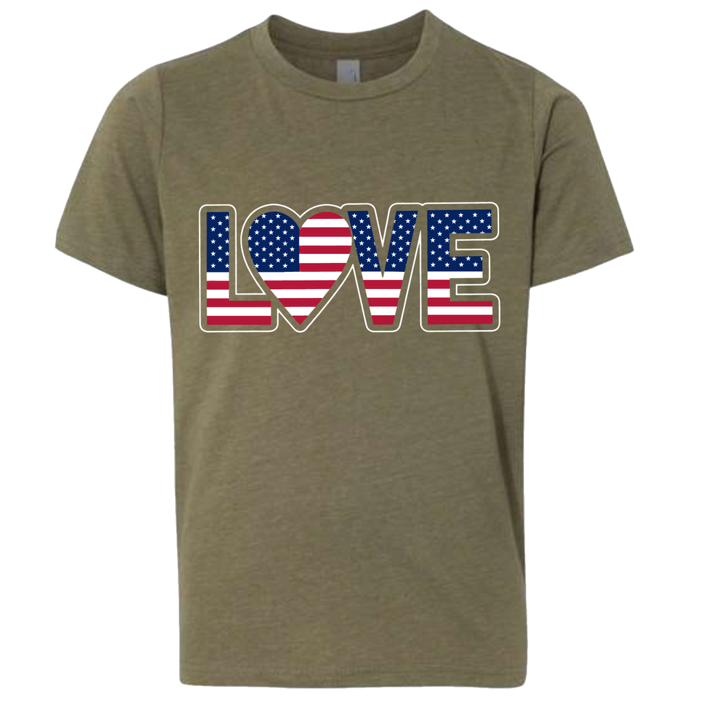 LOVE - USA Flag T-Shirt (Kids Sizes)