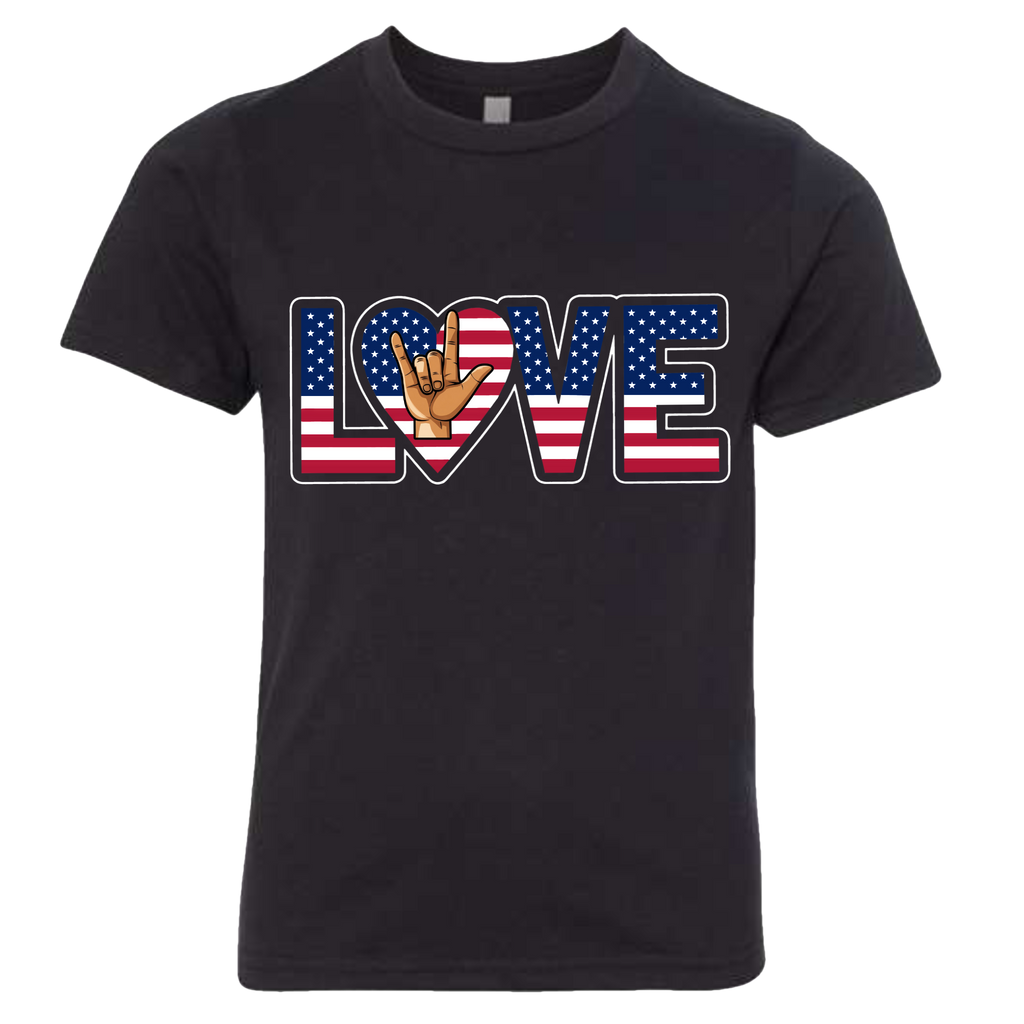 LOVE - USA Flag T-Shirt (Kids Sizes)
