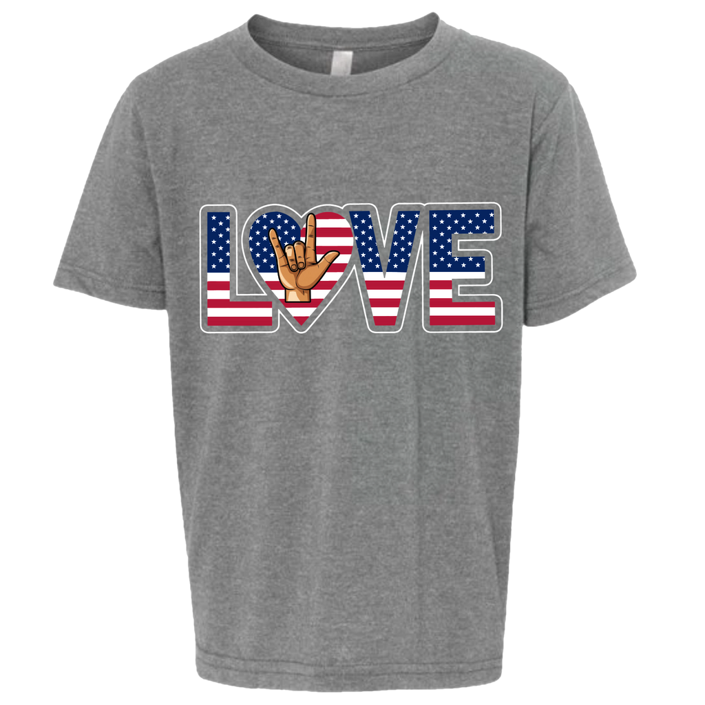 LOVE - USA Flag T-Shirt (Kids Sizes)