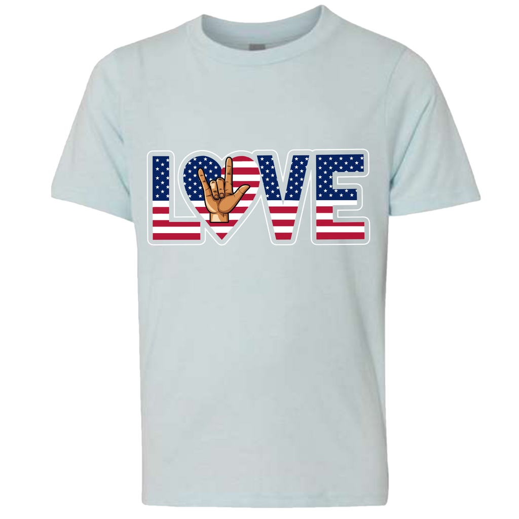 LOVE - USA Flag T-Shirt (Kids Sizes)