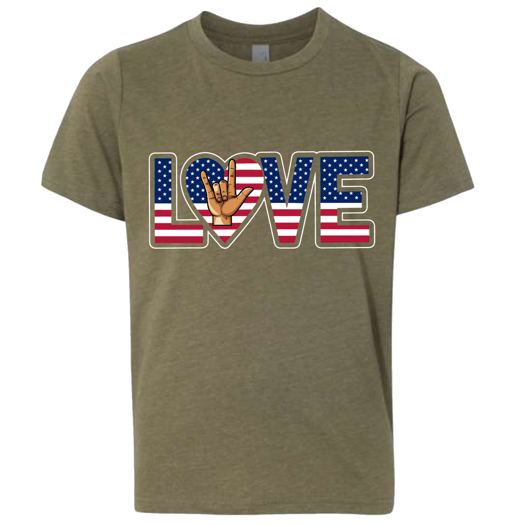 LOVE - USA Flag T-Shirt (Kids Sizes)