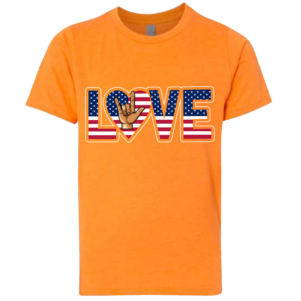 LOVE - USA Flag T-Shirt (Kids Sizes)