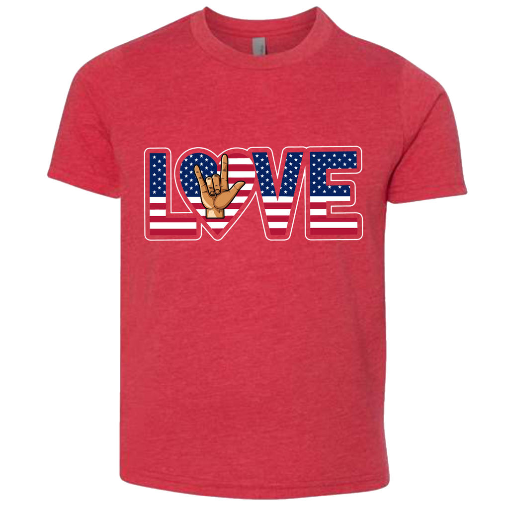 LOVE - USA Flag T-Shirt (Kids Sizes)