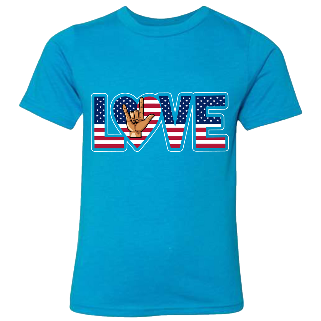 LOVE - USA Flag T-Shirt (Kids Sizes)