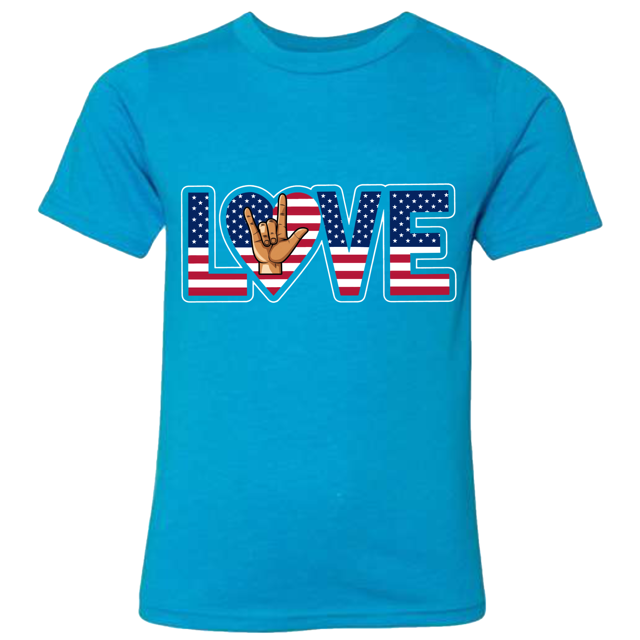 LOVE - USA Flag T-Shirt (Kids Sizes)