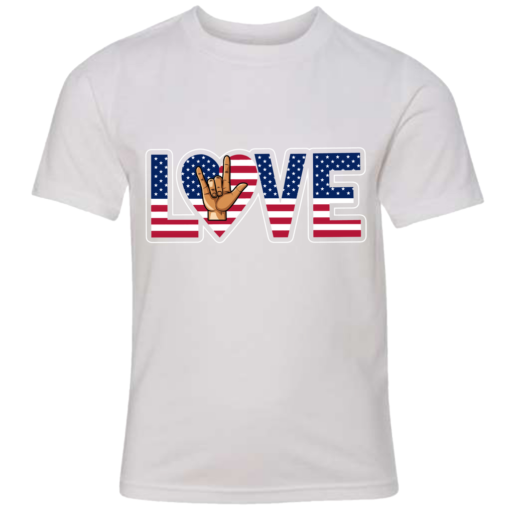 LOVE - USA Flag T-Shirt (Kids Sizes)