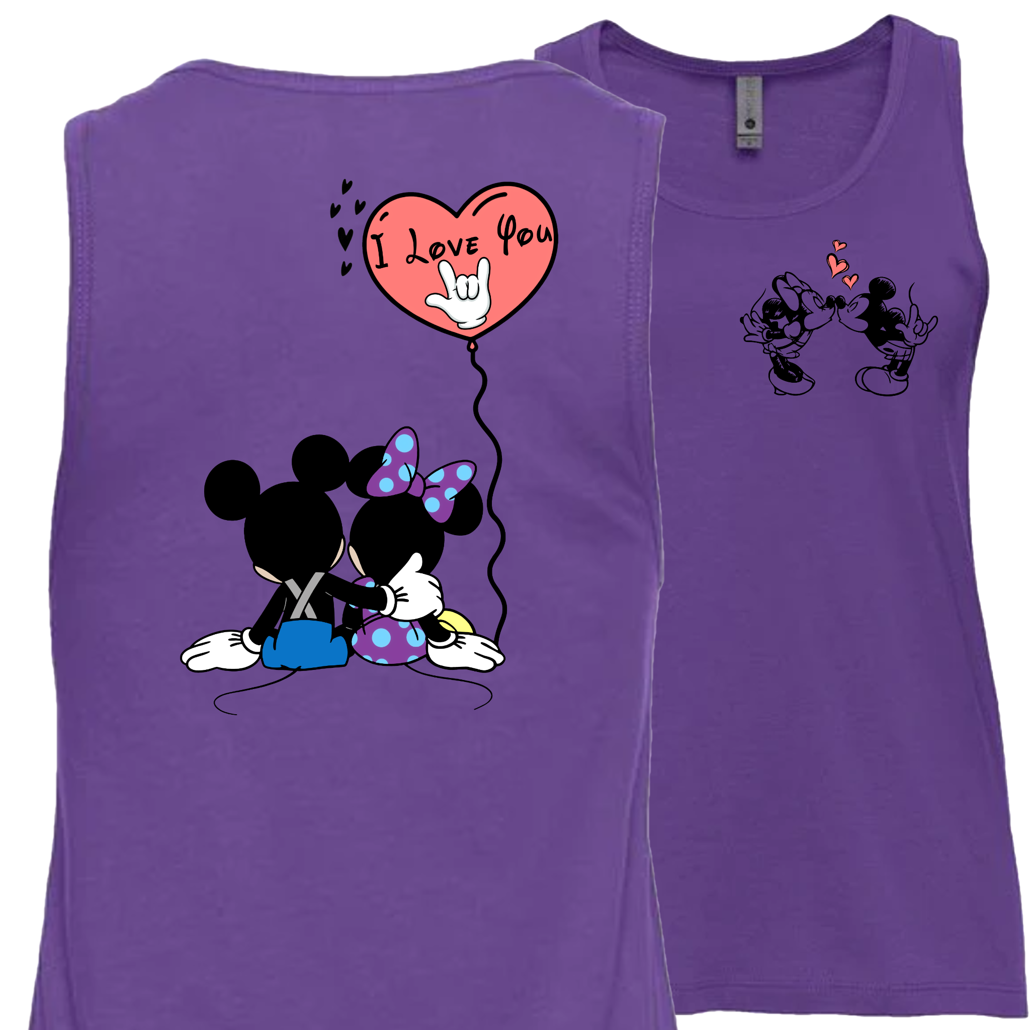 Mickey & Minnie Kissing Balloon Tank Top (WOMEN)