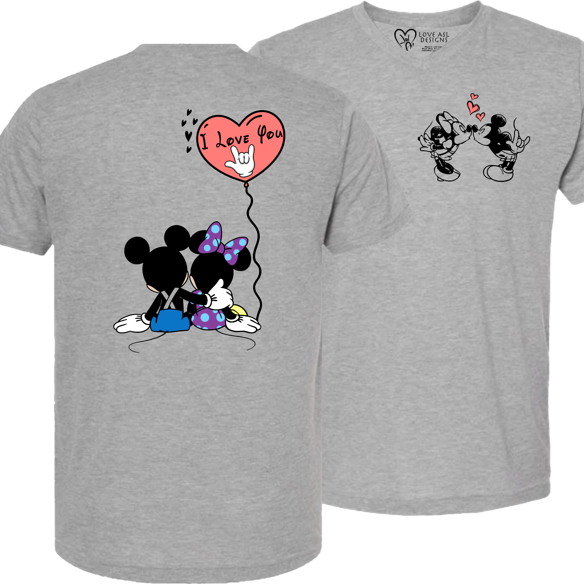 Mickey & Minnie Kissing Balloon V-Neck Shirt (MEN)